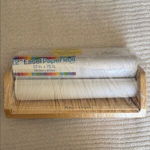 Melissa & Doug wooden tabletop paper roll dispenser with 3 extra rolls